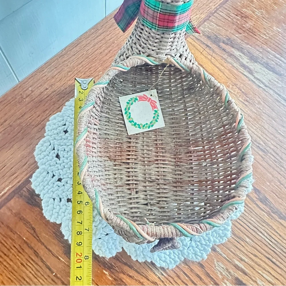Handwoven Reindeer Basket with Festive Bow see pic